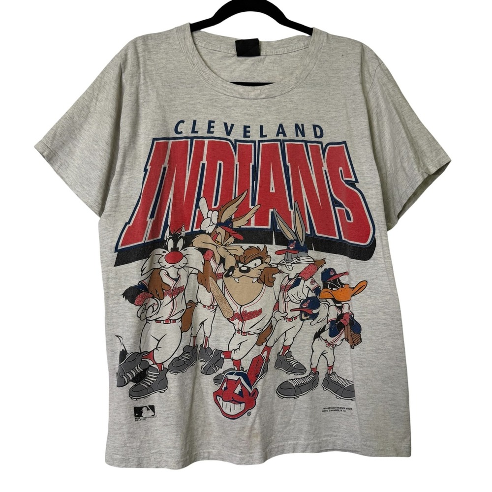 Vintage Cleveland Indians Looney Tunes Taz 1993 T-Shirt Men's Sz L USA 90s